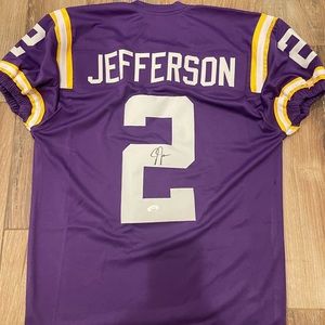 Justin Jefferson signed autographed LSU Tigers custom XL Jersey JSA
